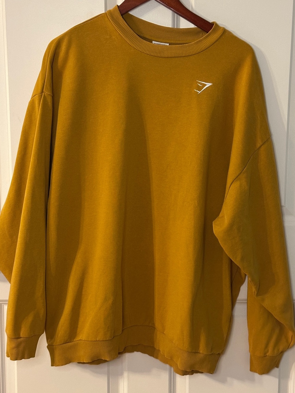 Gymshark Crewneck Sweatshirt Medium Mustard Yellow Oversized Athleisure Cotton